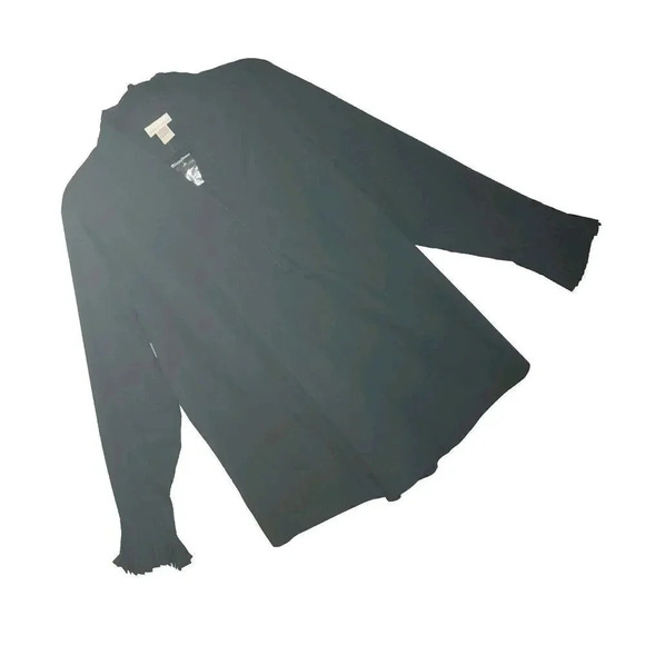 Soft Surrounding Women Black Cotton Neck Full Sleeves V-Neck Pleated Top Size 2X - Picture 5 of 8